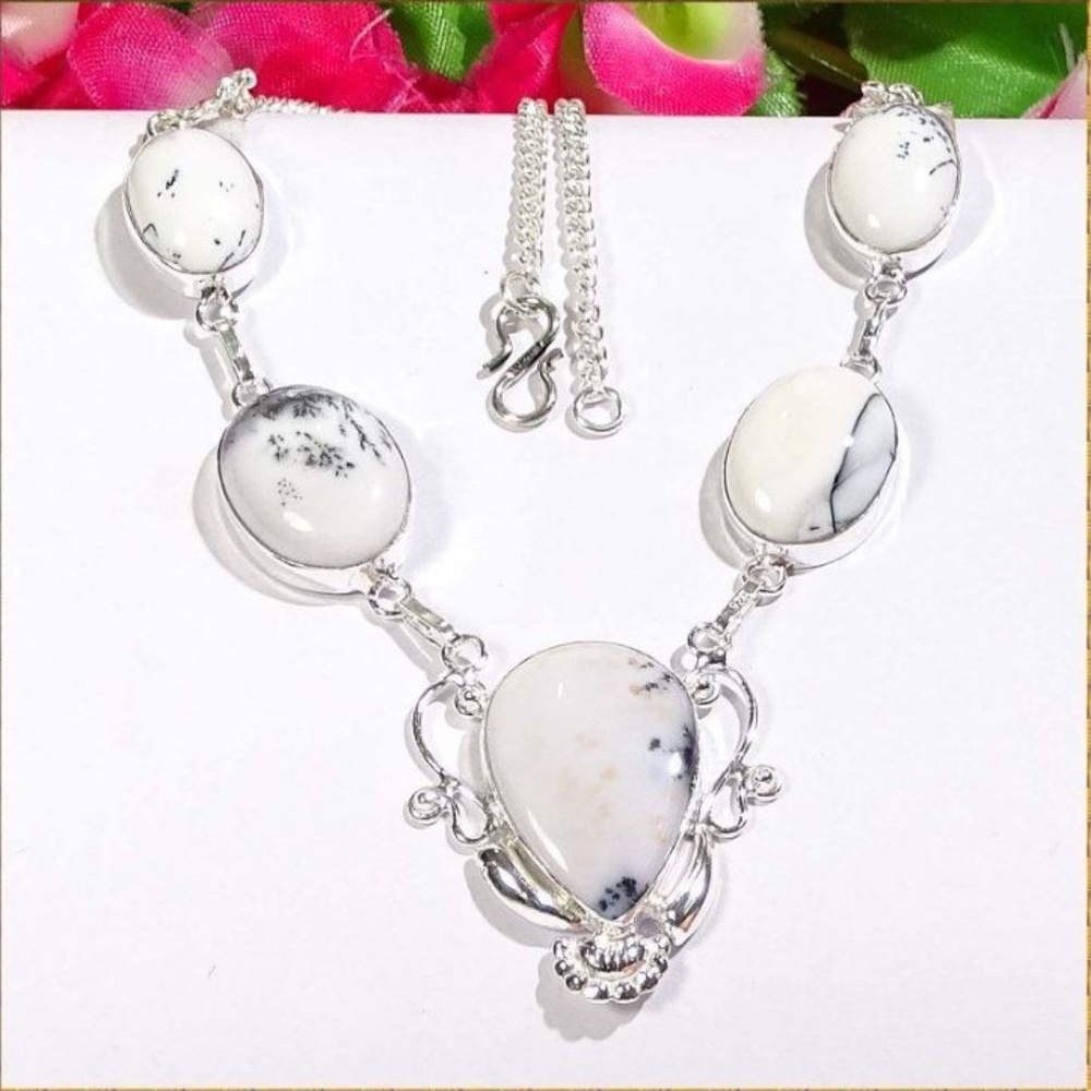 Dendrite Opal Silver Overlay Necklace